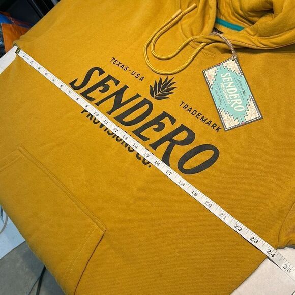 NEW Sendero Provisions Co Logo Hoodie Sz Medium Goldenrod Soft Fleece Pocket - Picture 5 of 6